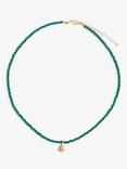 Deborah Blyth Green Agate Beaded Nugget Charm Necklace, Gold