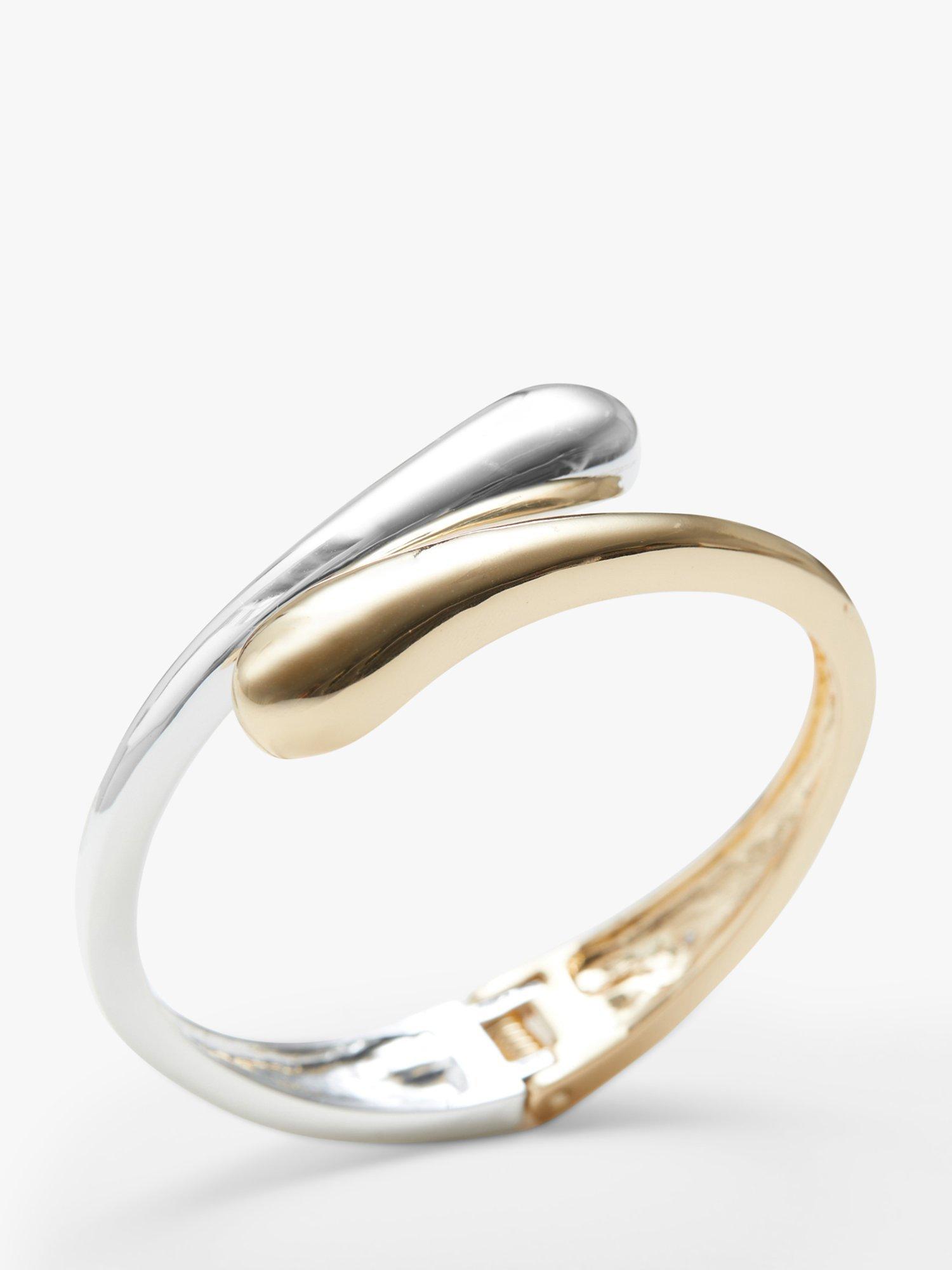 Product image 1 of 3, which shows Jon Richard Recycled Two Tone Polished Bangle, Gold/Silver