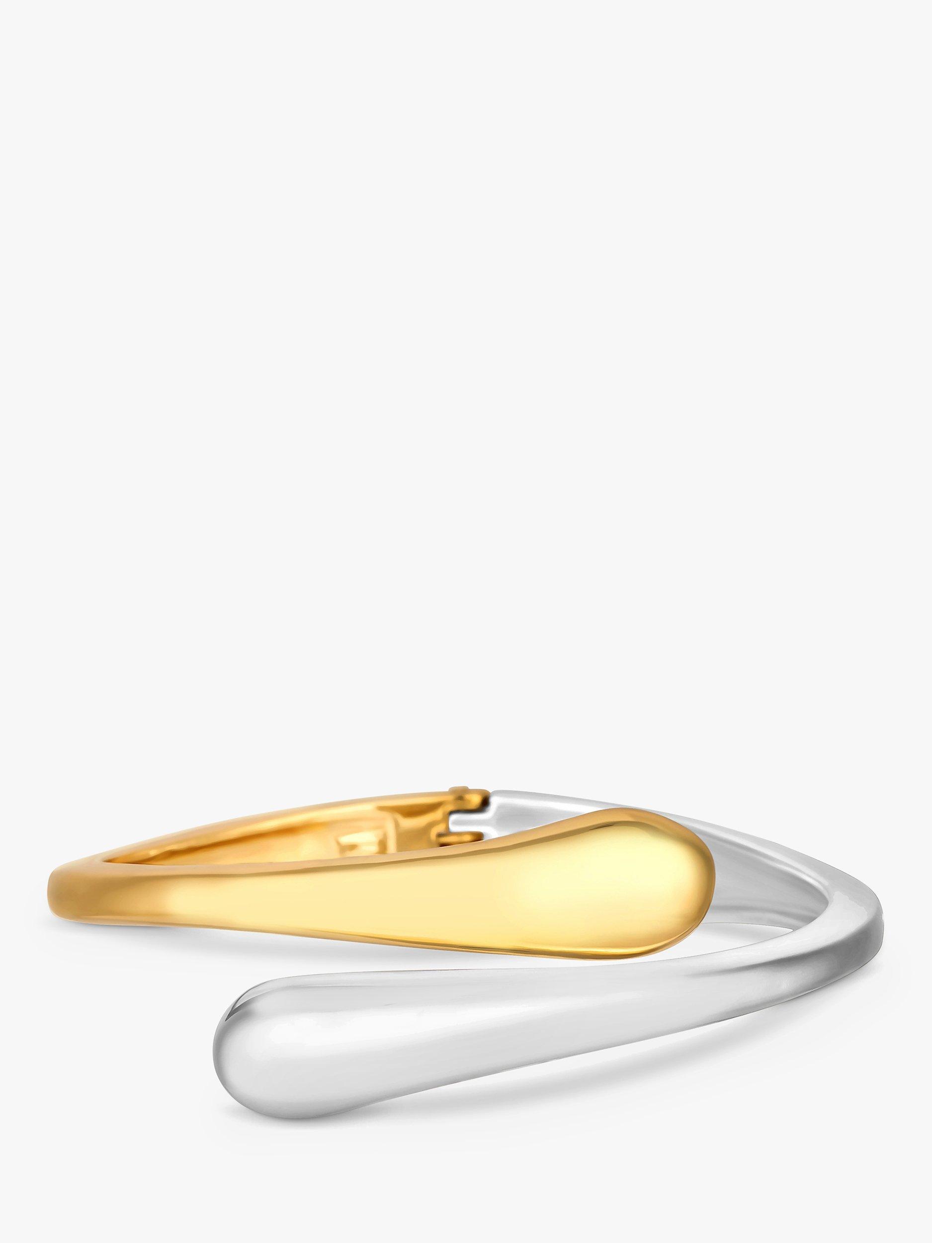 Product image 3 of 3, which shows Jon Richard Recycled Two Tone Polished Bangle, Gold/Silver