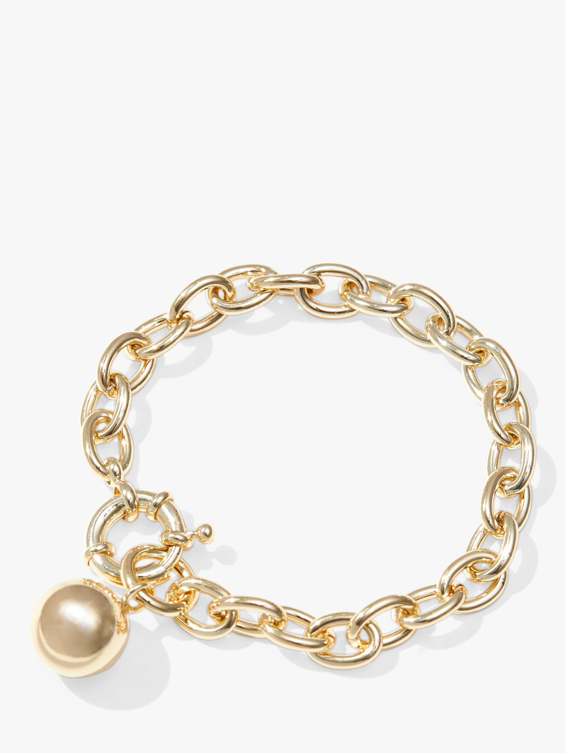 Product image 1 of 4, which shows Jon Richard Polished Ball and Chain Bracelet, Gold