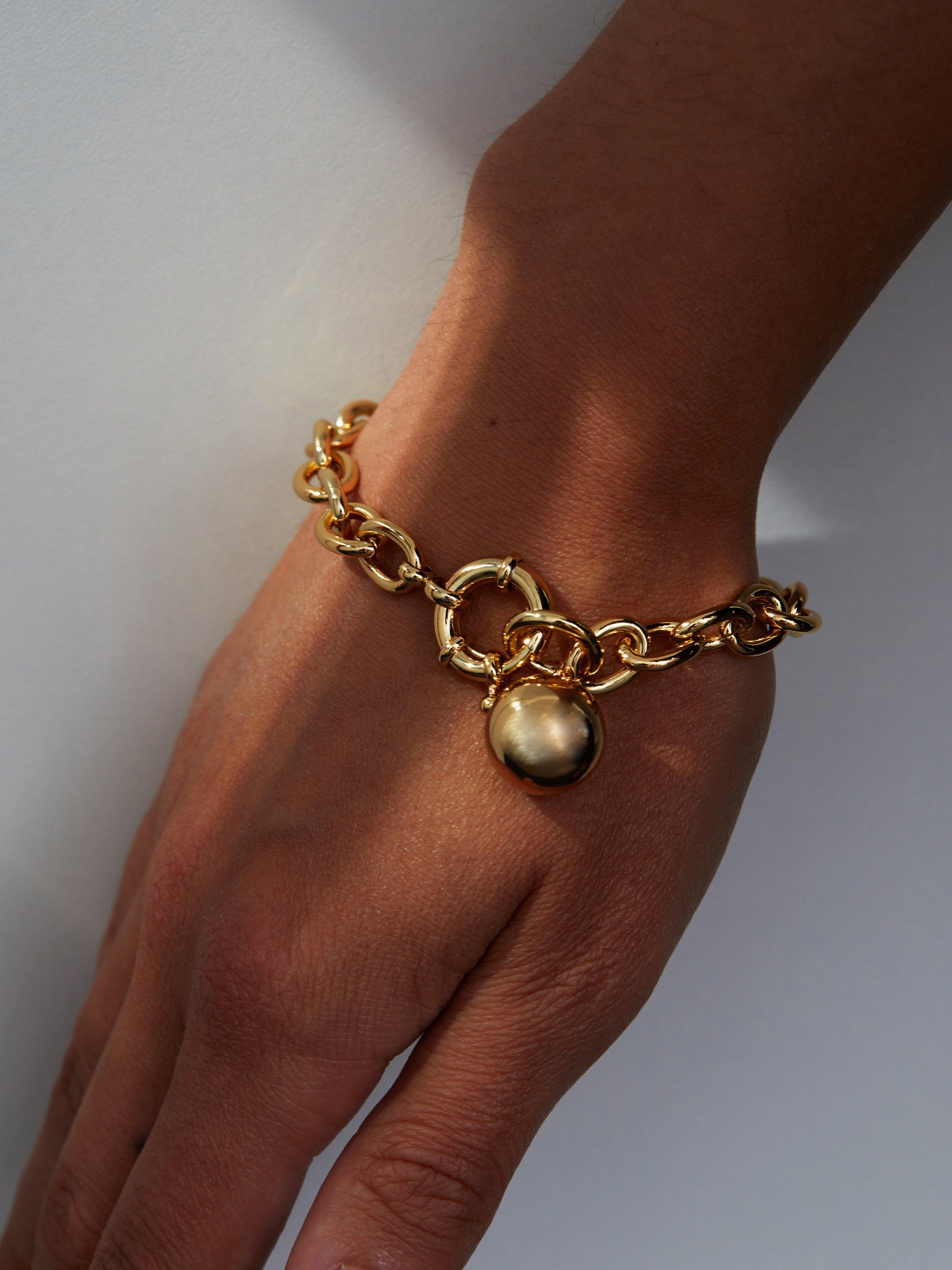 Product image 2 of 4, which shows Jon Richard Polished Ball and Chain Bracelet, Gold