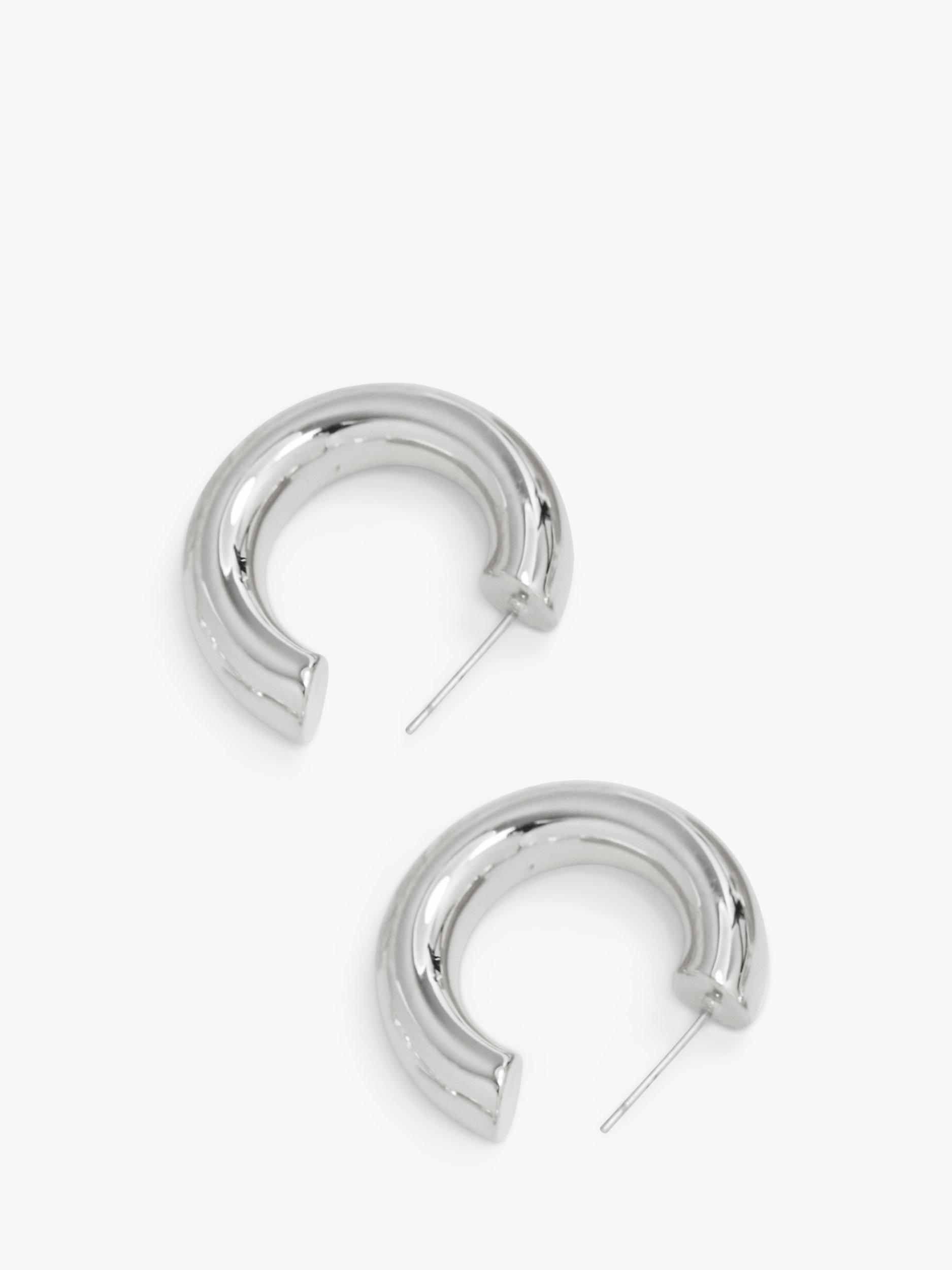 Jon Richard Recycled Polished Hoop Earrings, Silver
