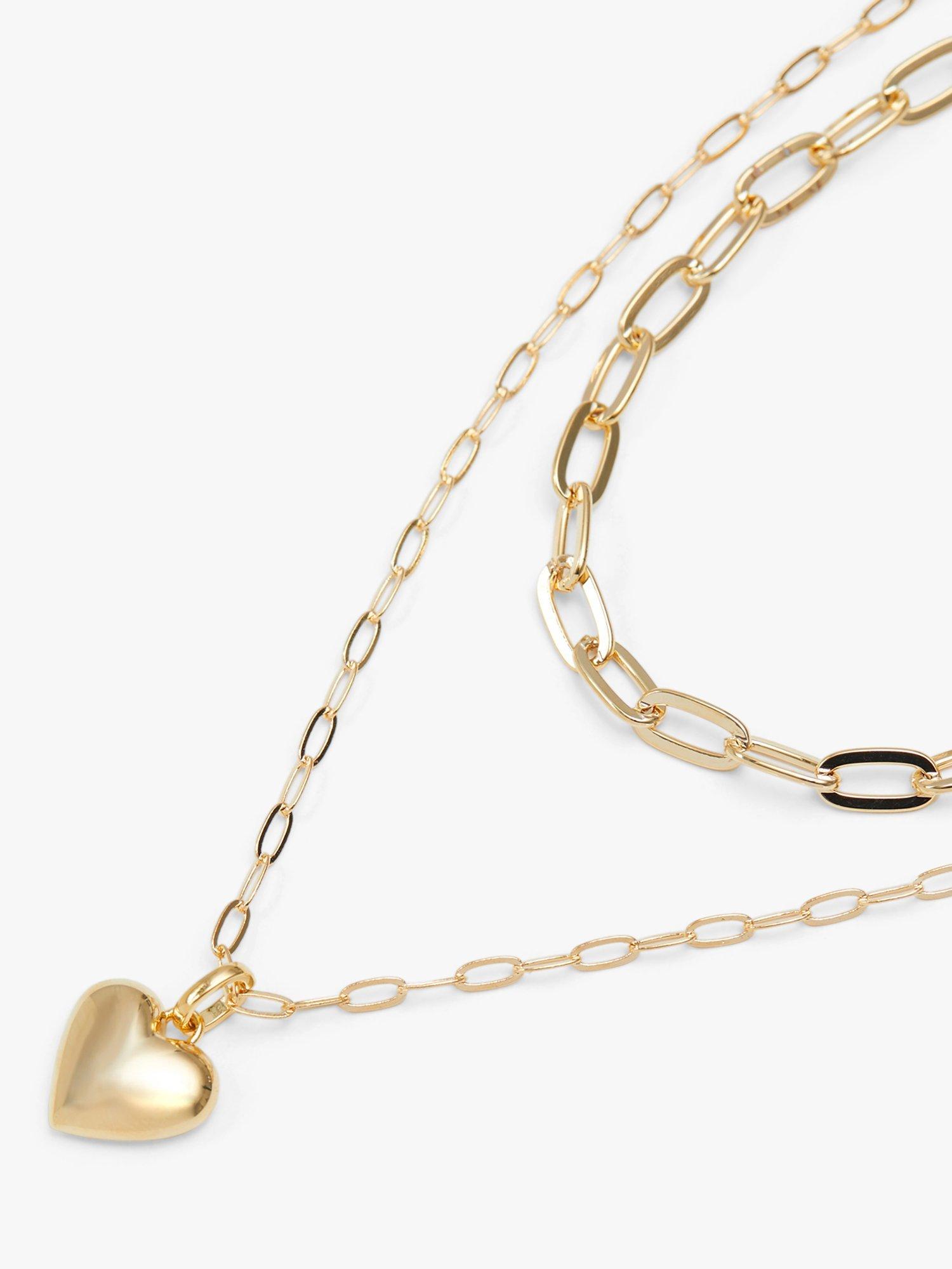 Product image 1 of 4, which shows Jon Richard Polished Heart Layered Necklace, Gold