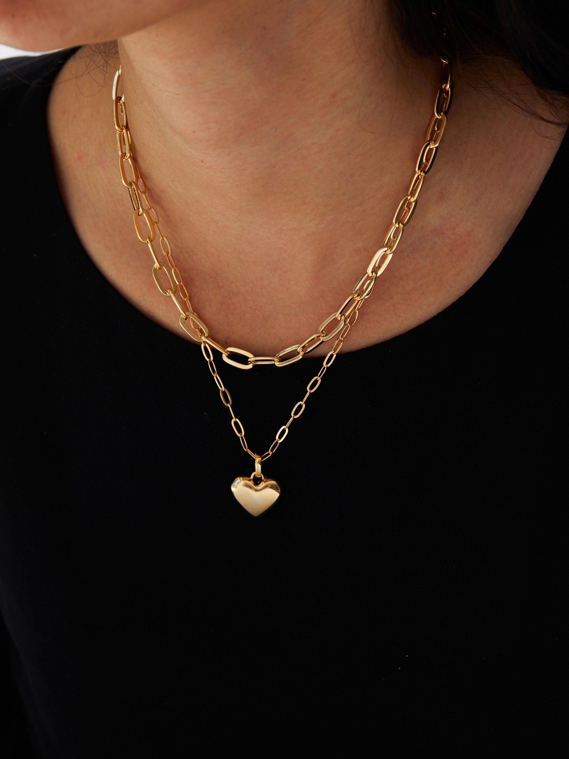 Product image 2 of 4, which shows Jon Richard Polished Heart Layered Necklace, Gold