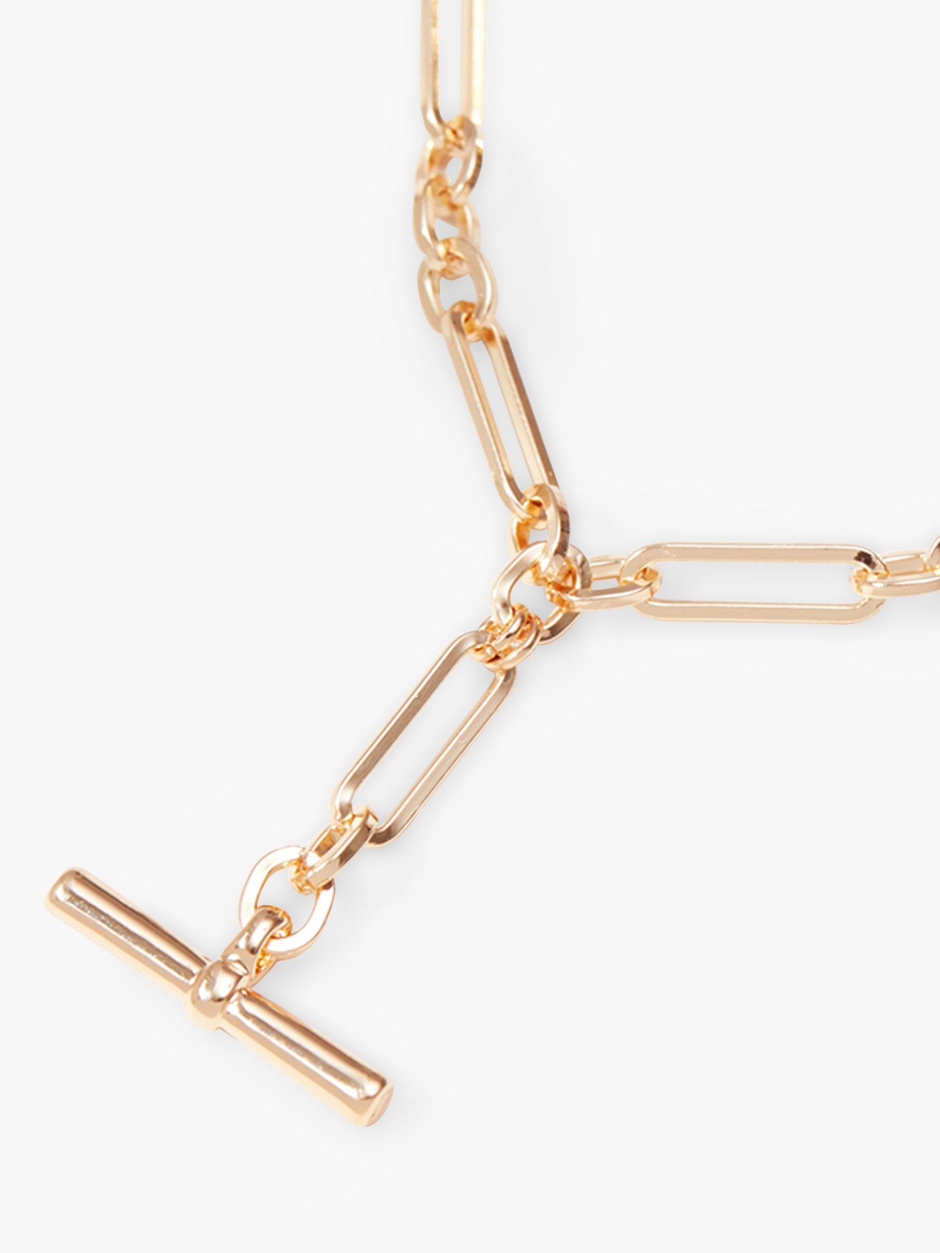 Product image 3 of 4, which shows Jon Richard T-Bar Necklace, Gold