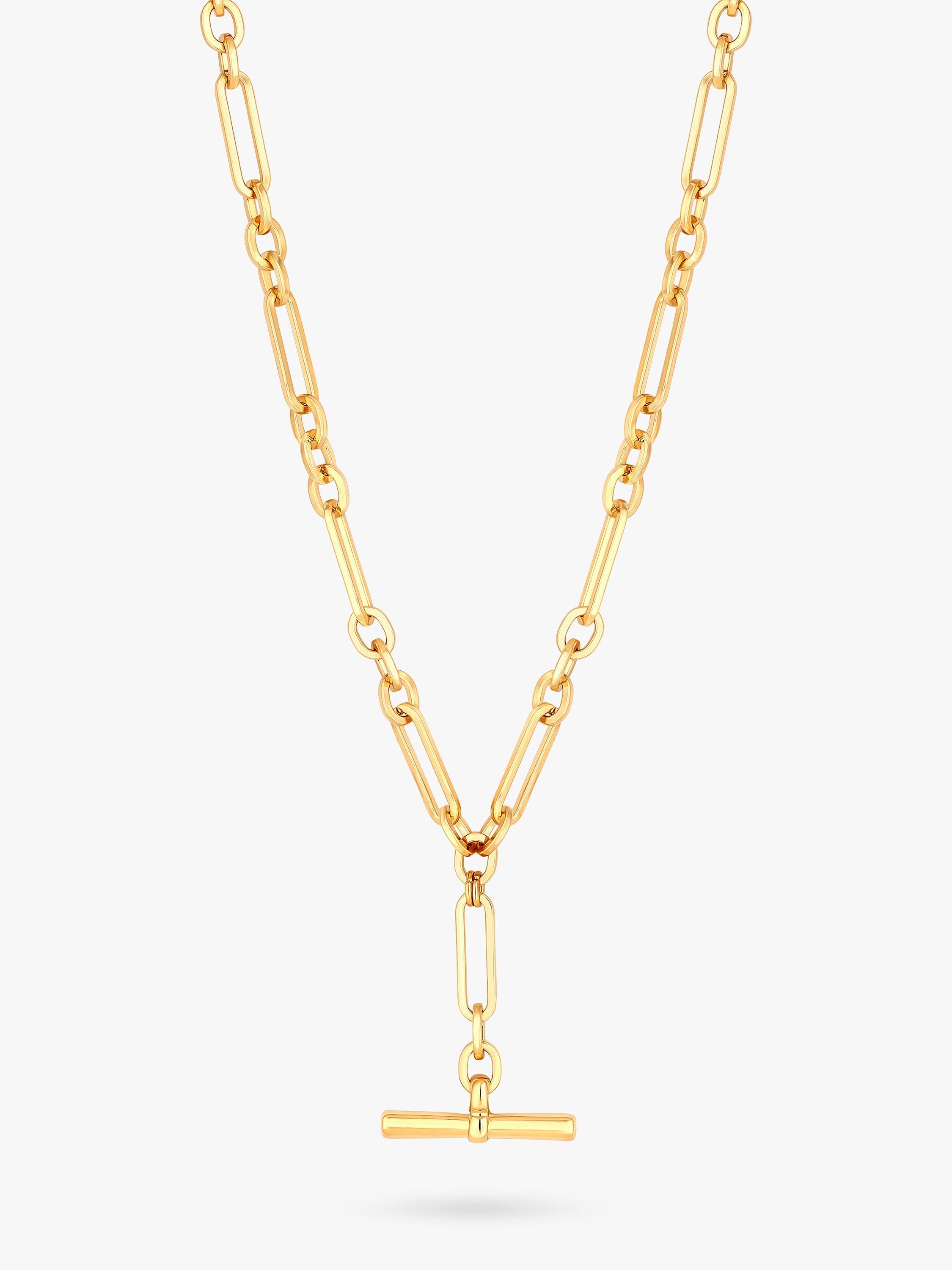 Product image 4 of 4, which shows Jon Richard T-Bar Necklace, Gold