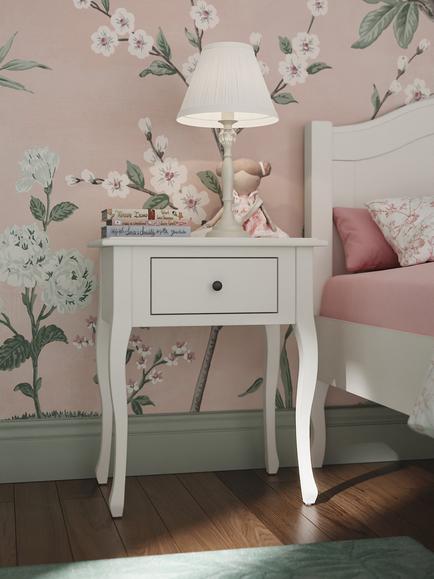 Laura Ashley Rosie Children's Bedside Table, Cotton White, Cotton White