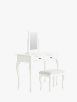 Laura Ashley Rosie Children's Dressing Table & Stool Set, Cotton White - view 2, Cotton White