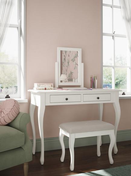 Laura Ashley Rosie Children's Dressing Table & Stool Set, Cotton White, Cotton White