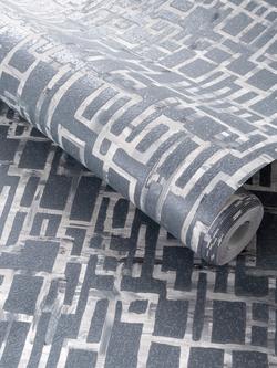 Clarke & Clarke Quadrata Wallpaper - view 2, Steel W0184/03