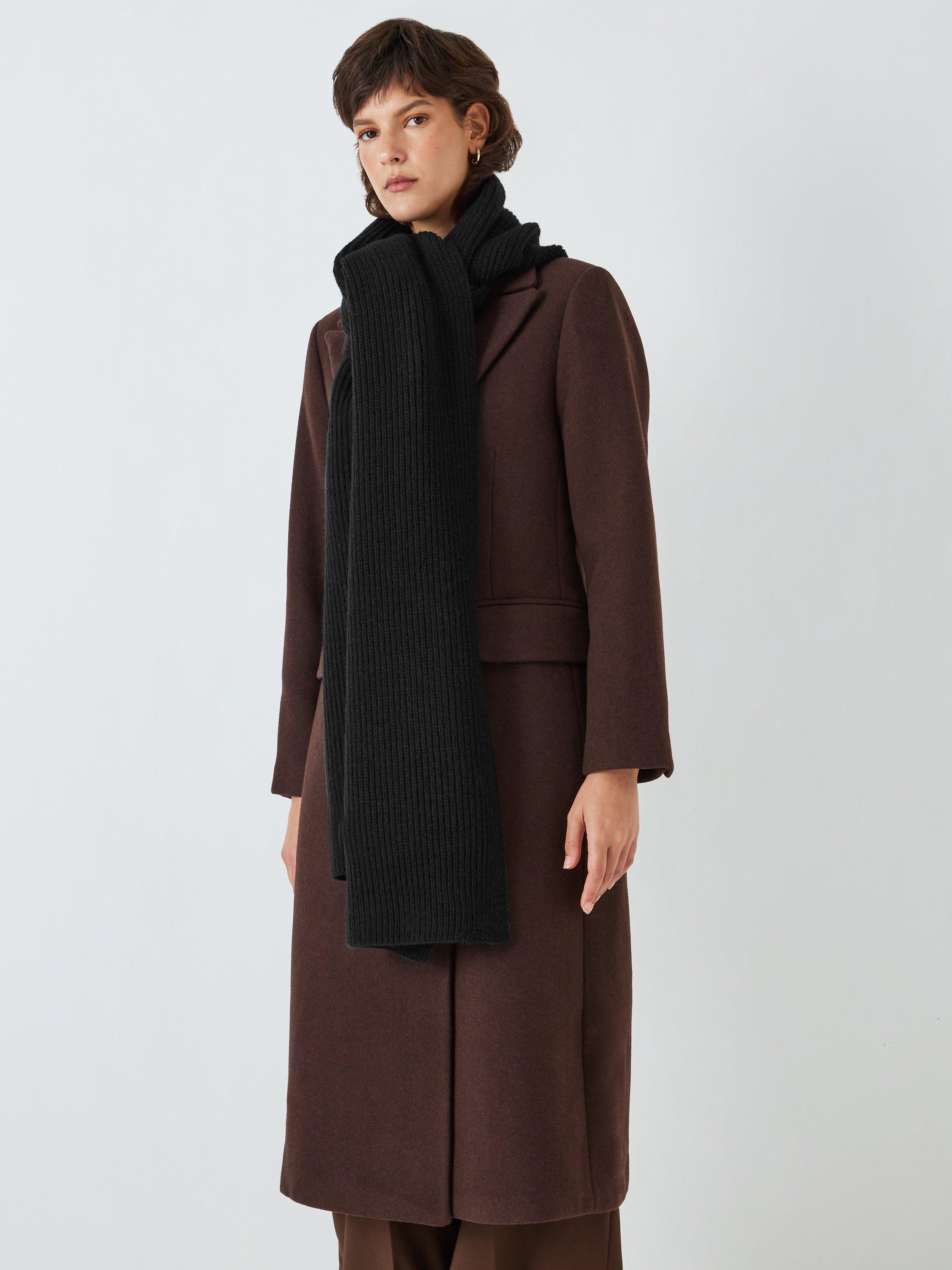 John Lewis Wool Blend Long Ribbed Scarf, Navy