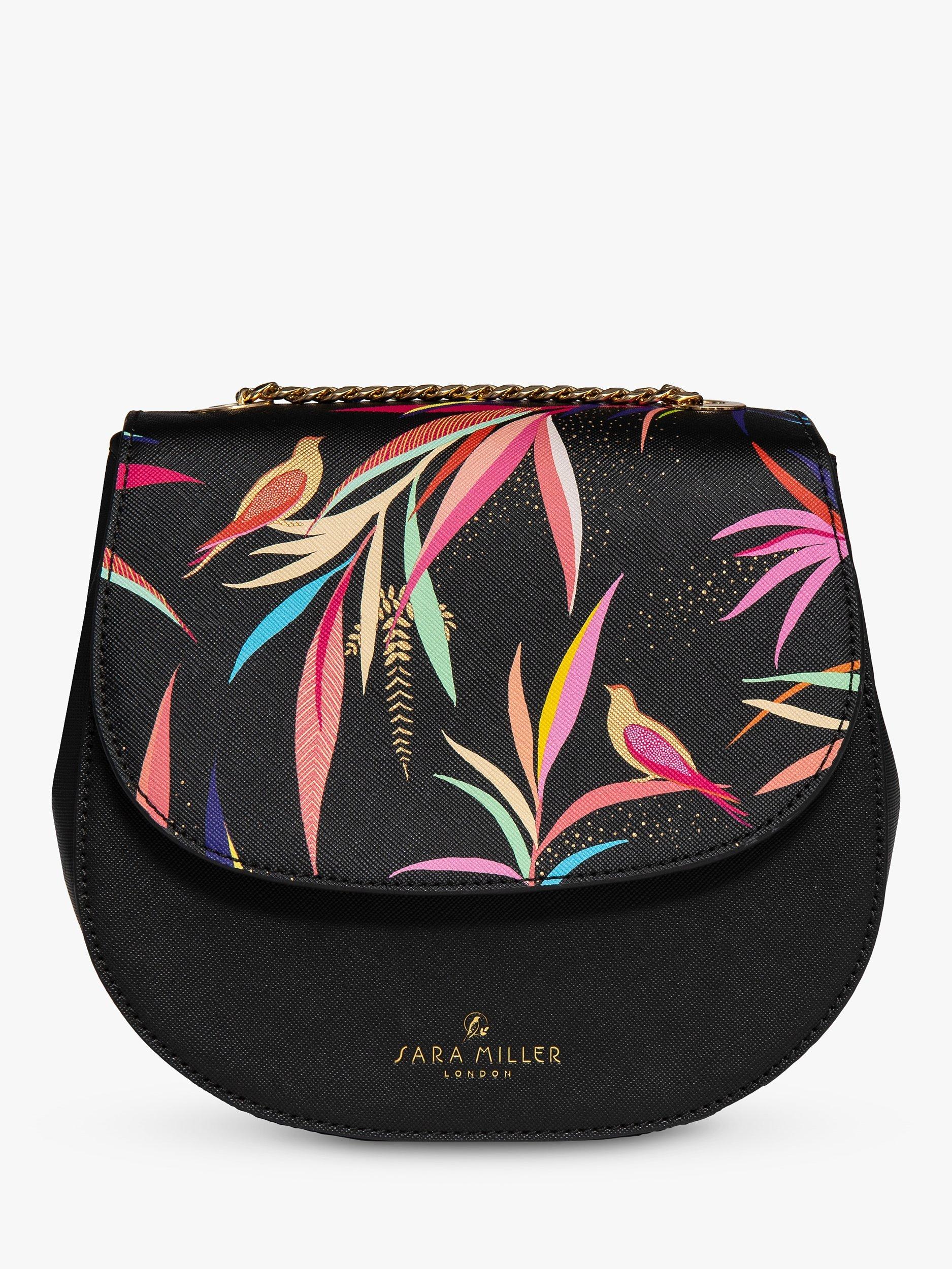 Product image 1 of 5, which shows Sara Miller Half Moon Cross Body Bag, Black Bamboo