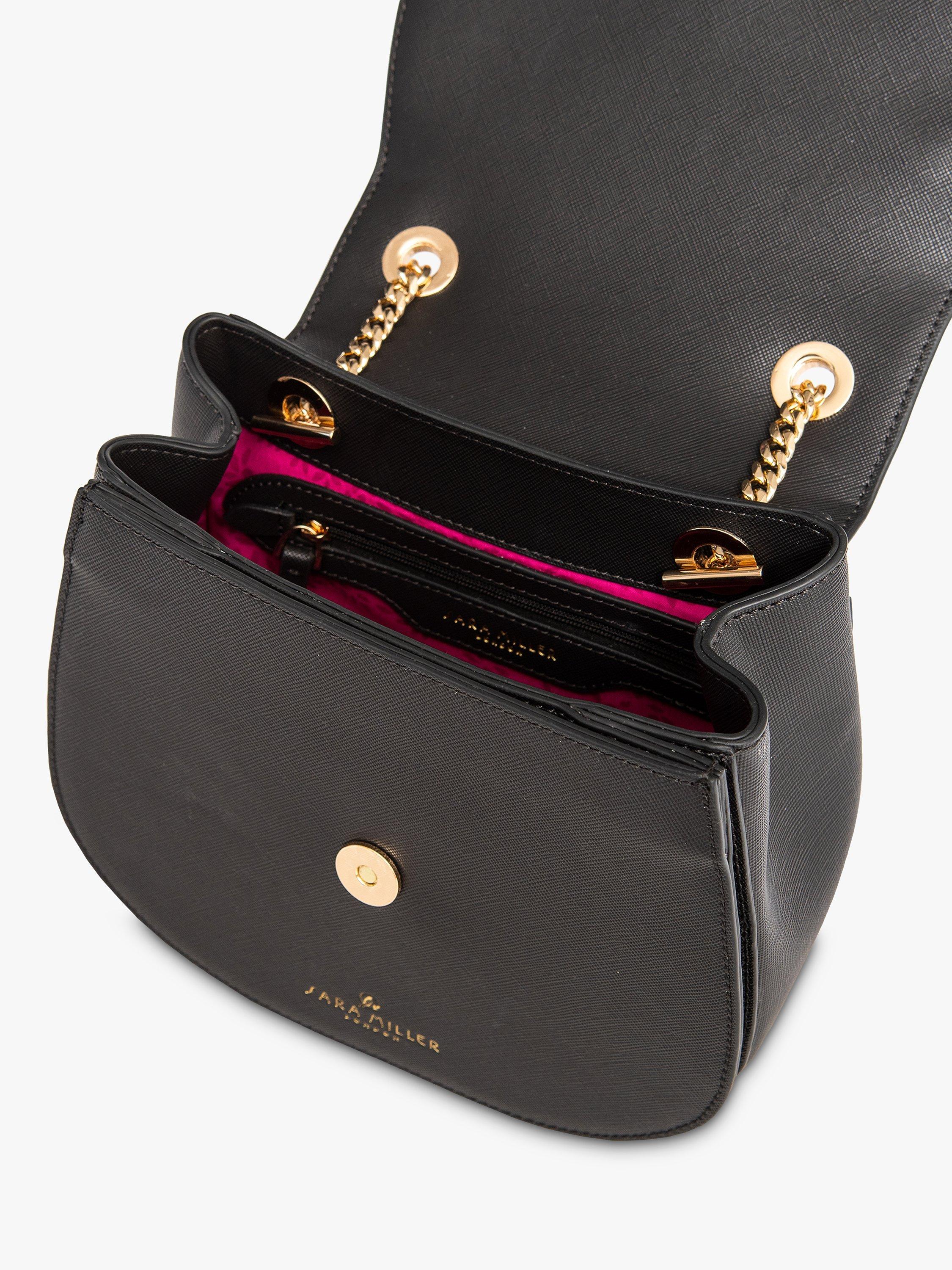 Product image 3 of 5, which shows Sara Miller Half Moon Cross Body Bag, Black Bamboo