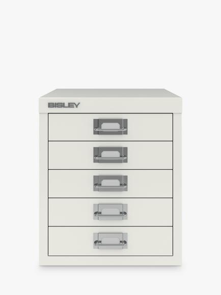 Bisley MultiDrawer 5 Drawer A4 Filing Cabinet, Chalk