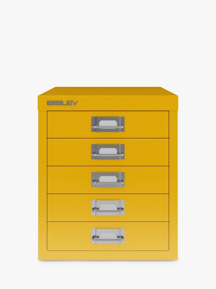 Bisley MultiDrawer 5 Drawer A4 Filing Cabinet, Sunflower Yellow