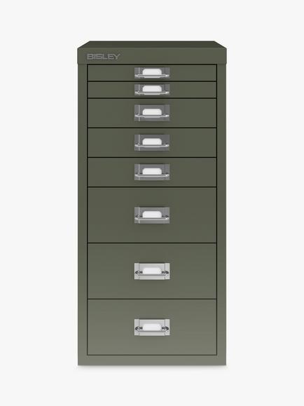 Bisley MultiDrawer 8 Drawer A4 Filing Cabinet, Olive Green