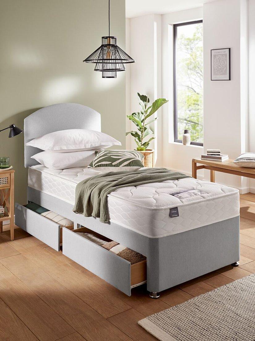 Silentnight Recover Open Coil 2 Drawer Divan Base and Mattress Set, Firm Tension, Single