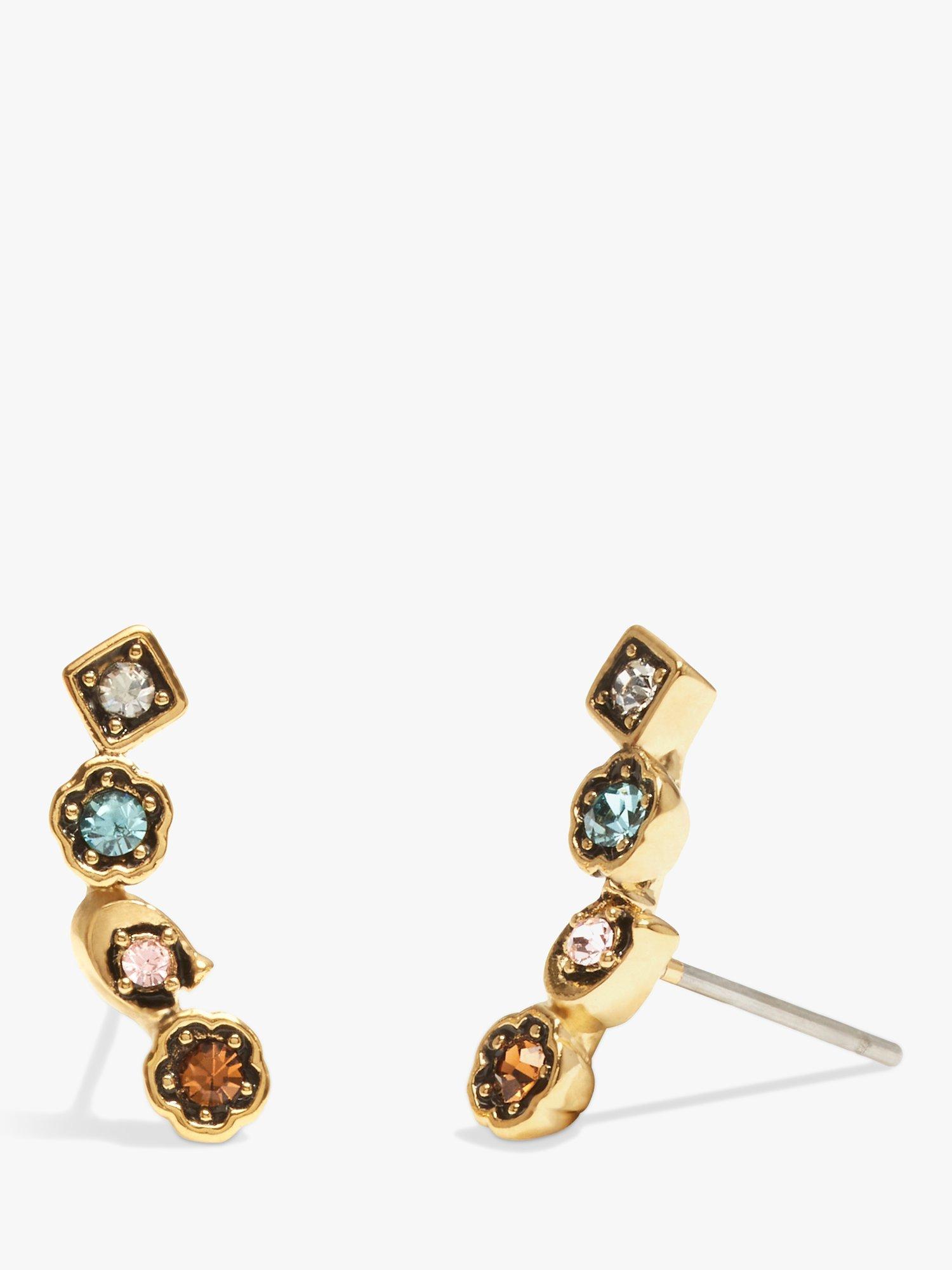 Coach Crystal Crawler Stud Earrings, Gold/Multi