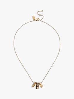 Coach Signature C Crystal Enamel Rondelle Pendant Necklace, Gold, Black