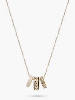Coach Signature C Crystal Enamel Rondelle Pendant Necklace, Gold - view 2, Black