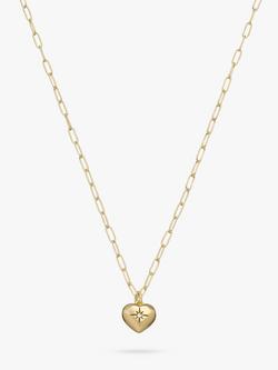 Coach Heart Pendant Paperclip Chain Necklace, Gold, Gold