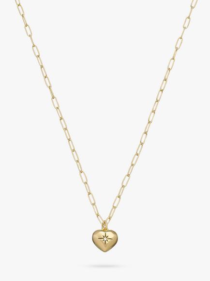 Coach Heart Pendant Paperclip Chain Necklace, Gold, Gold