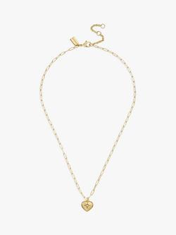 Coach Heart Pendant Paperclip Chain Necklace, Gold - view 2, Gold