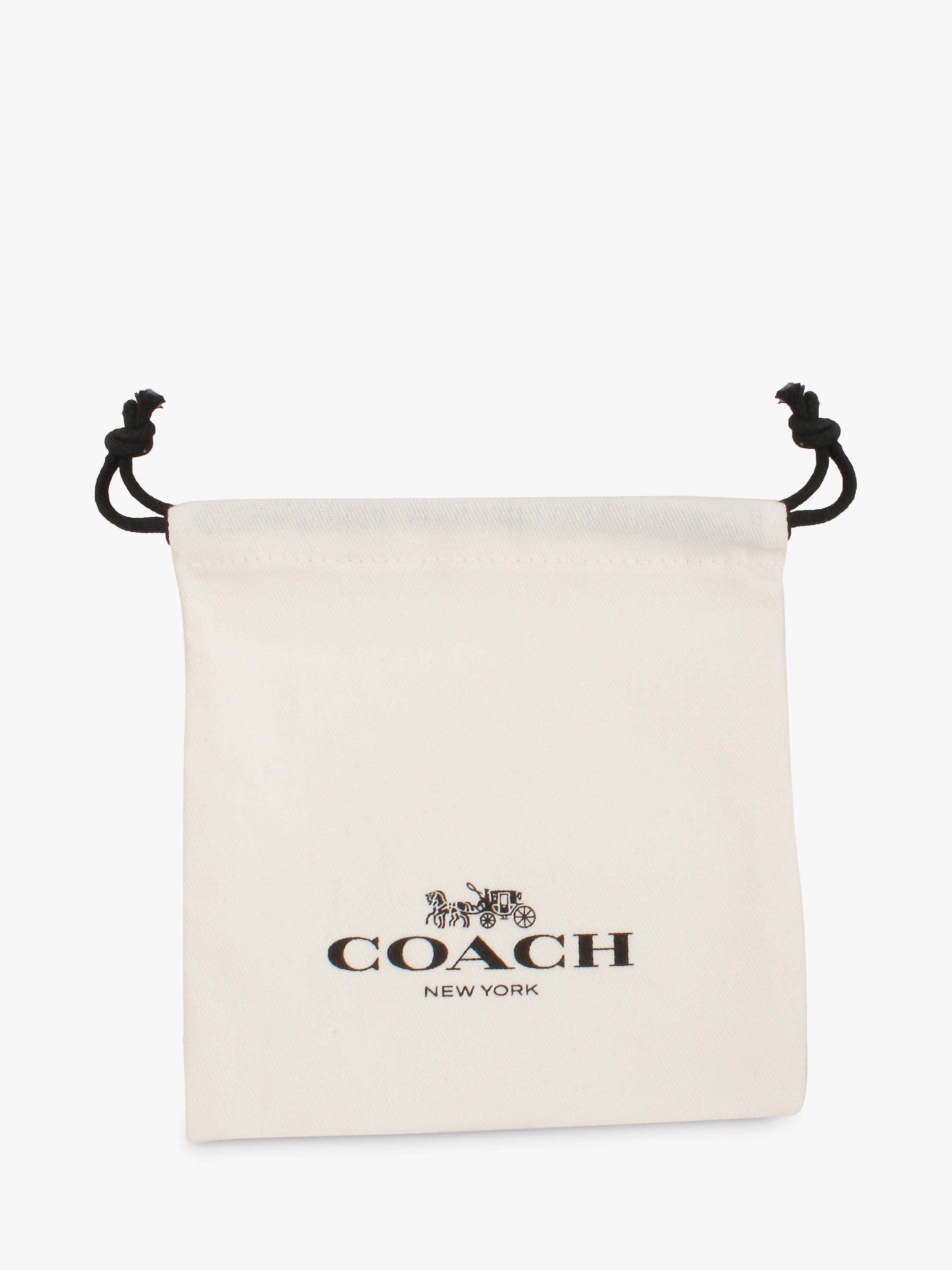 Product image 2 of 2, which shows Coach Heart Charm Crystal Huggie Earrings, Gold