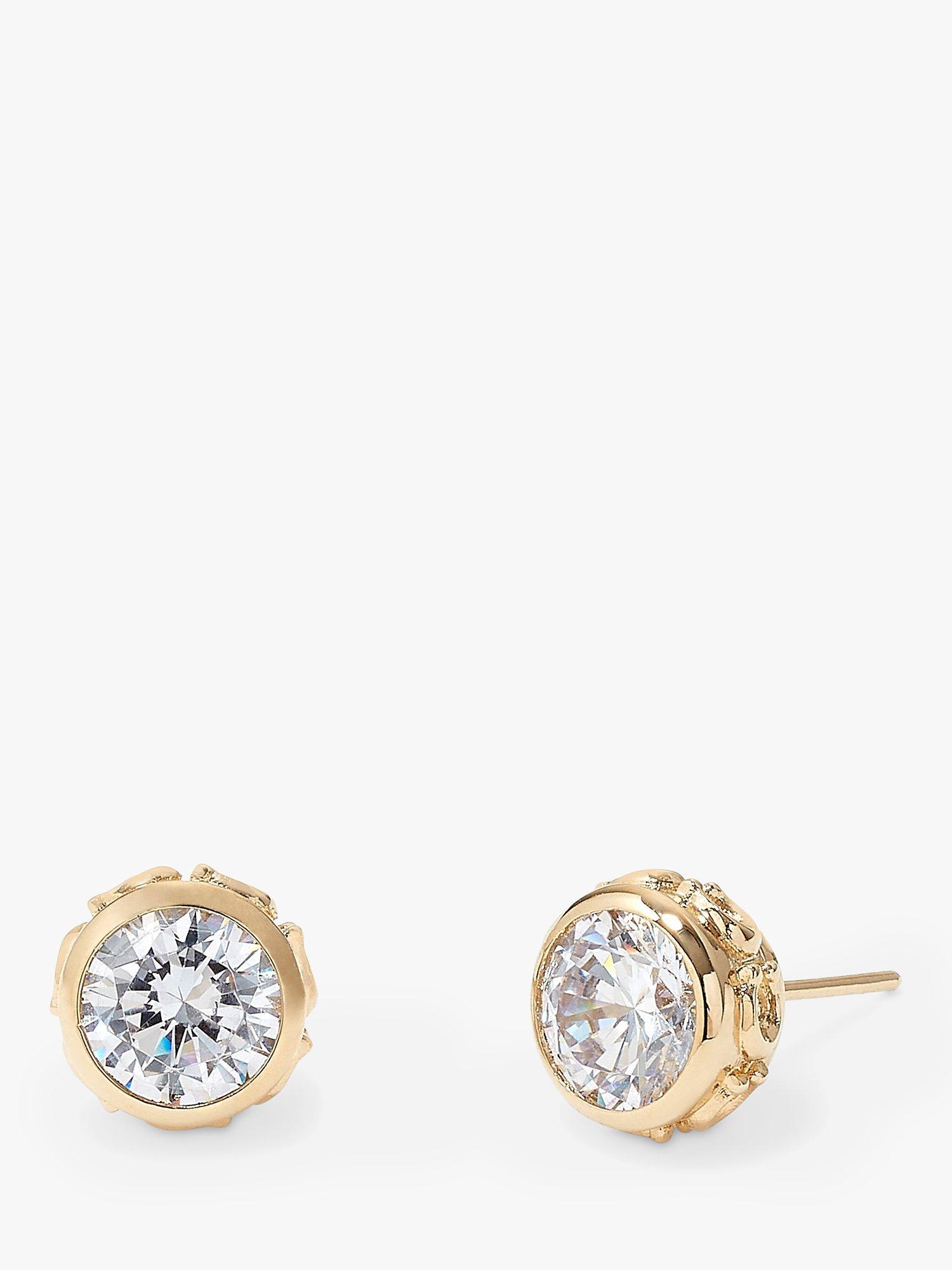 Product image 1 of 2, which shows Coach Signature Sculpted C-Motif Crystal Earrings, Gold