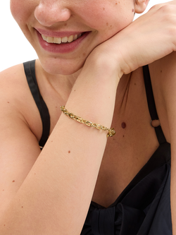 Coach Refined Signature Sculpted C-Link Chain Bracelet, Gold - view 2, Gold