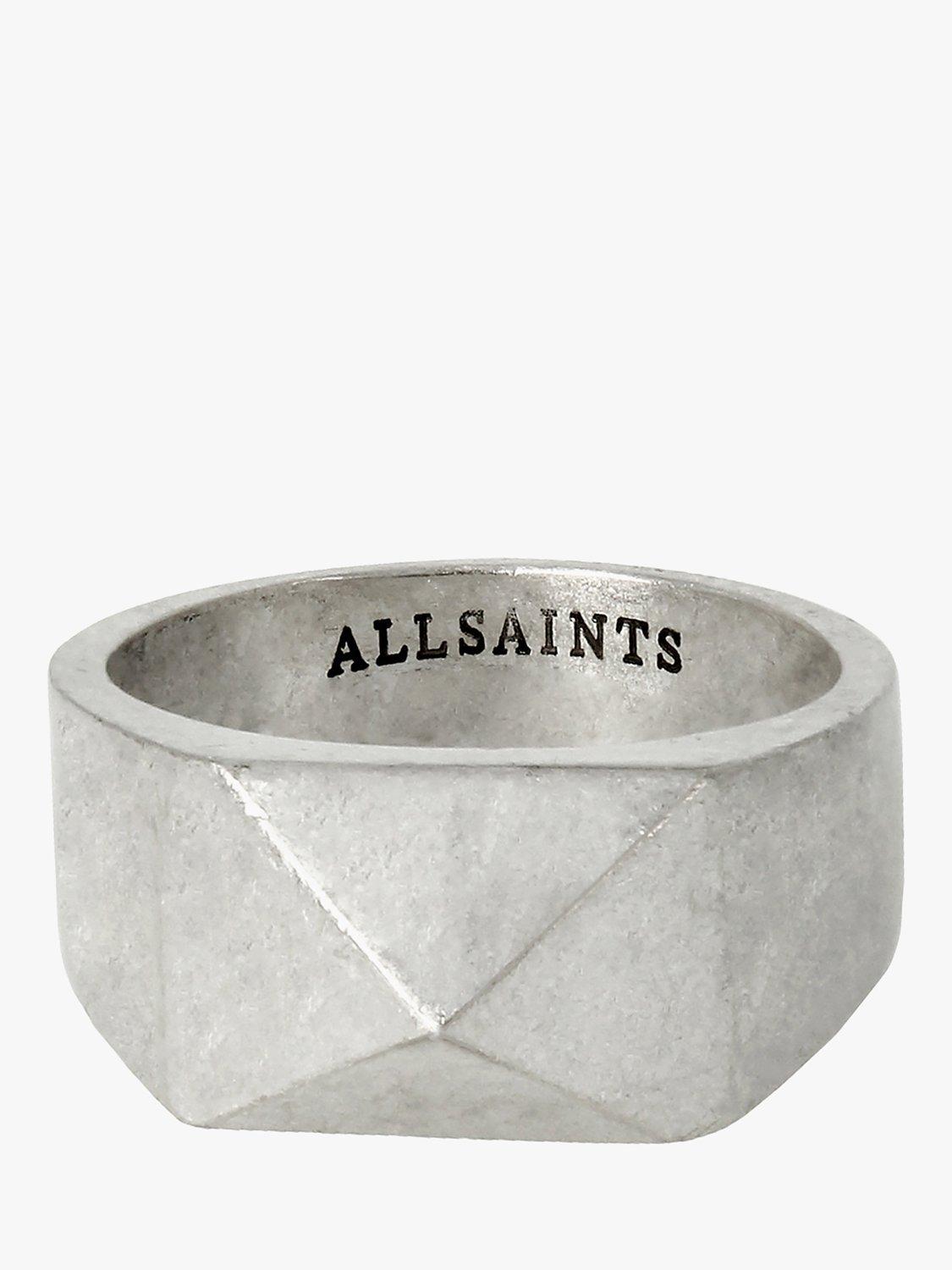 Product image 1 of 4, which shows AllSaints Pyramid Signet Ring, Warm Silver