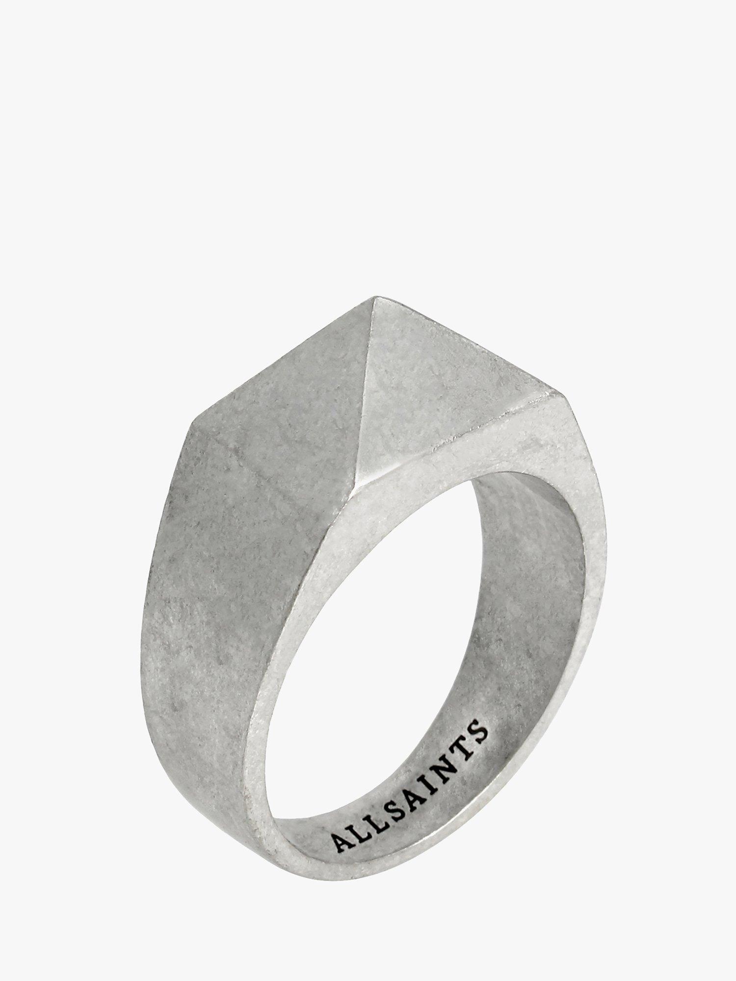 Product image 2 of 4, which shows AllSaints Pyramid Signet Ring, Warm Silver