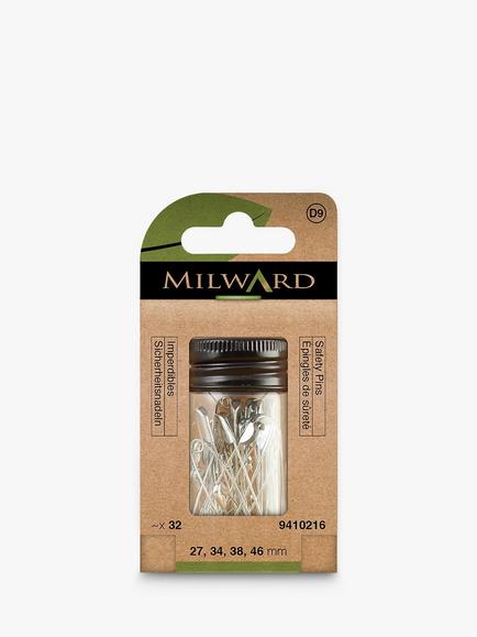 Milward Assorted Nickel Safety Pins, Pack of 32, Nickel