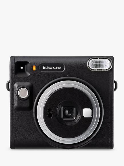 Fujifilm instax™ SQUARE SQ40 Instant Camera with Selfie Mode, Built-In Flash & Hand Strap, Black, Black