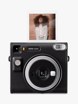Fujifilm instax™ SQUARE SQ40 Instant Camera with Selfie Mode, Built-In Flash & Hand Strap, Black - view 2, Black