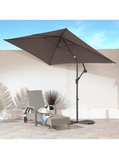Suntime Wind-Up Tilt Rectangular Parasol, 2 x 3m, Dark Grey