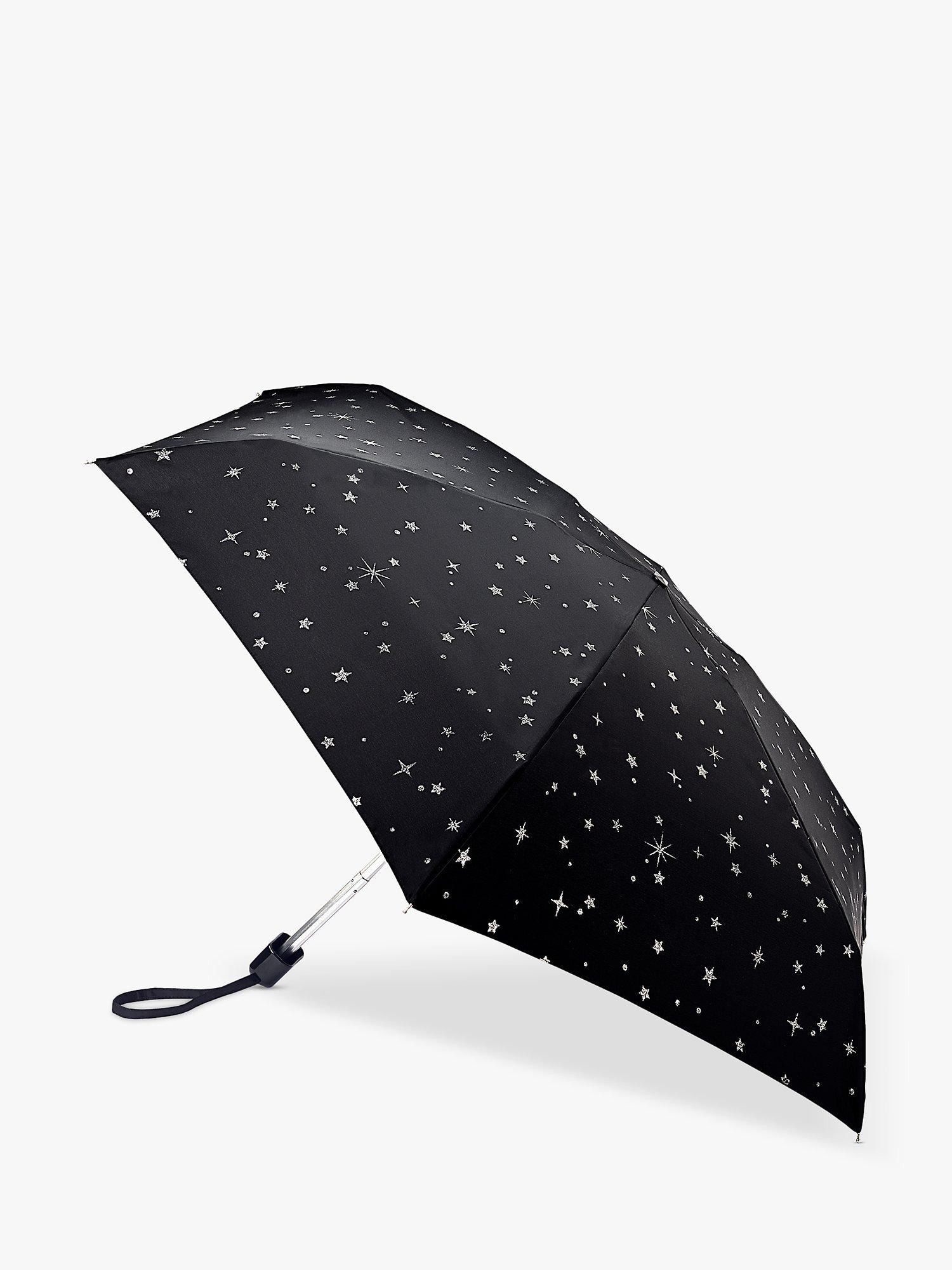Product image 1 of 5, which shows Fulton Tiny 2 Glitter Stars Umbrella, Black/Multi