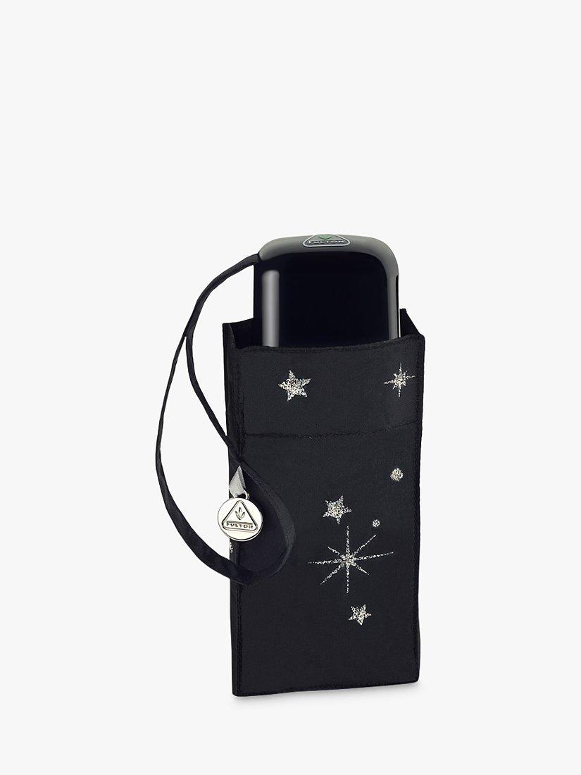 Product image 2 of 5, which shows Fulton Tiny 2 Glitter Stars Umbrella, Black/Multi