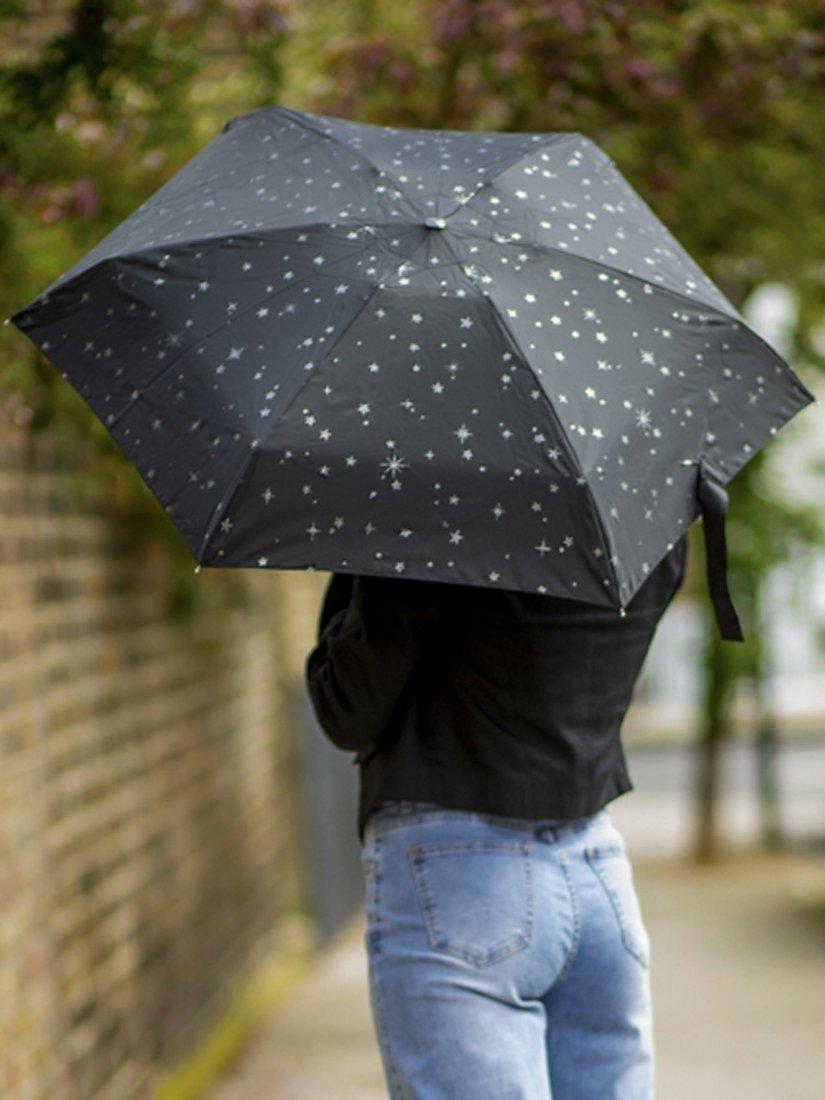 Product image 4 of 5, which shows Fulton Tiny 2 Glitter Stars Umbrella, Black/Multi