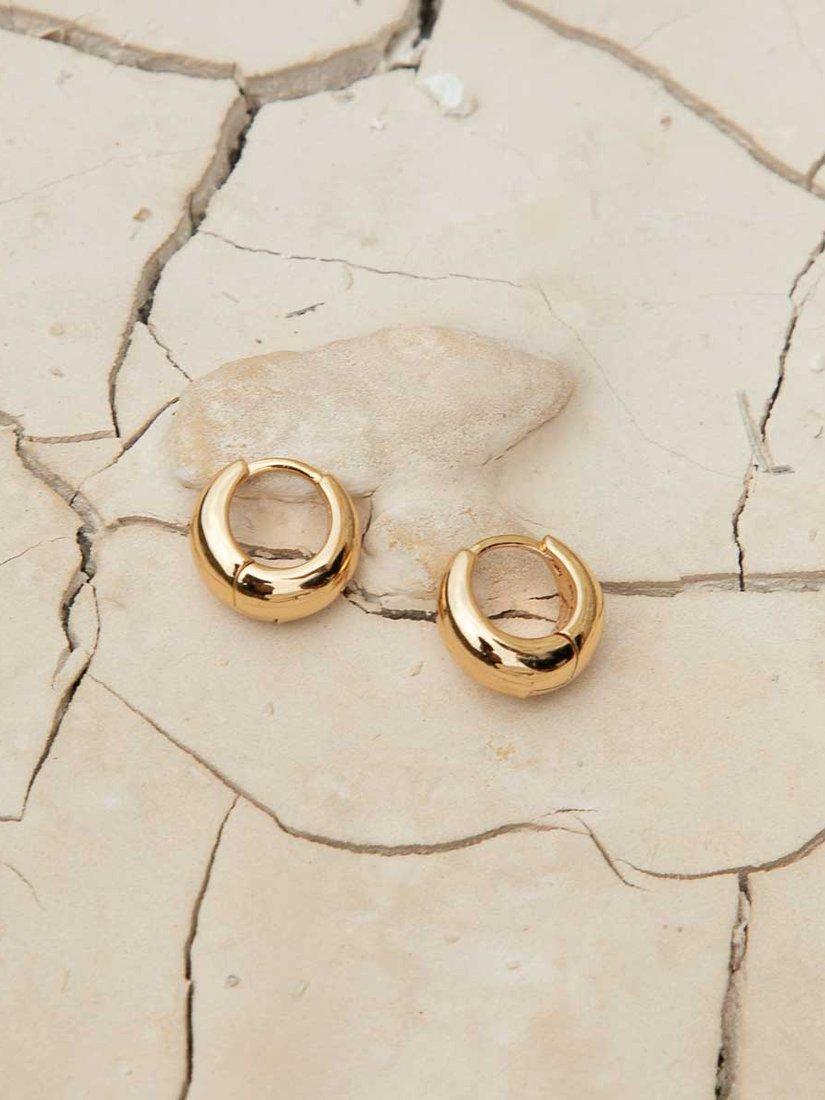 Product image 1 of 2, which shows Astrid & Miyu Dome Hoop Earrings, Gold