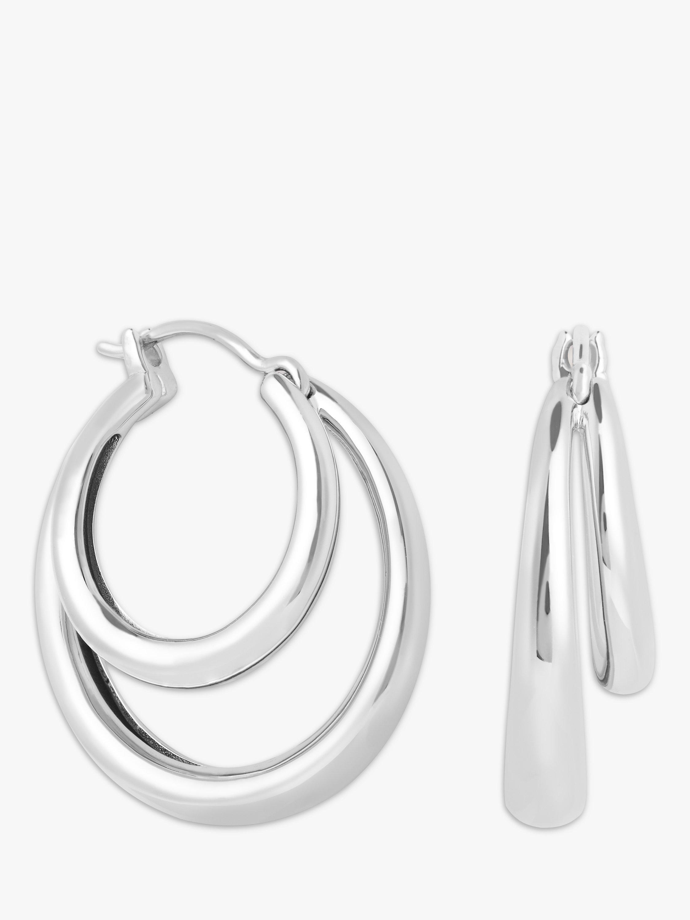 Product image 1 of 2, which shows Astrid & Miyu Illusion Dome Hoop Earrings, Silver