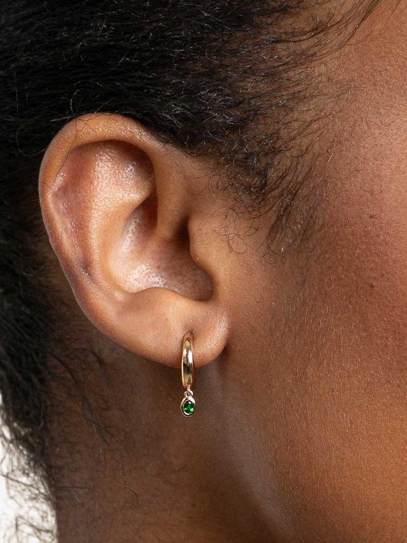 Product image 2 of 2, which shows Astrid & Miyu Tranquility Dome Charm Huggie Hoop Earrings, Gold/Green
