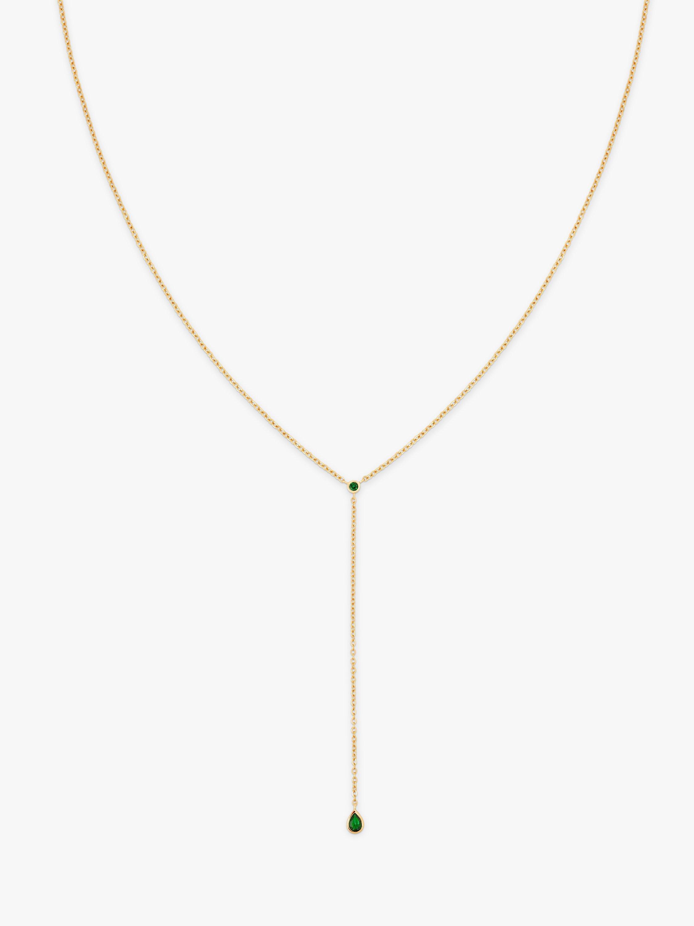 Astrid & Miyu Tranquility Lariat Necklace, Gold/Green