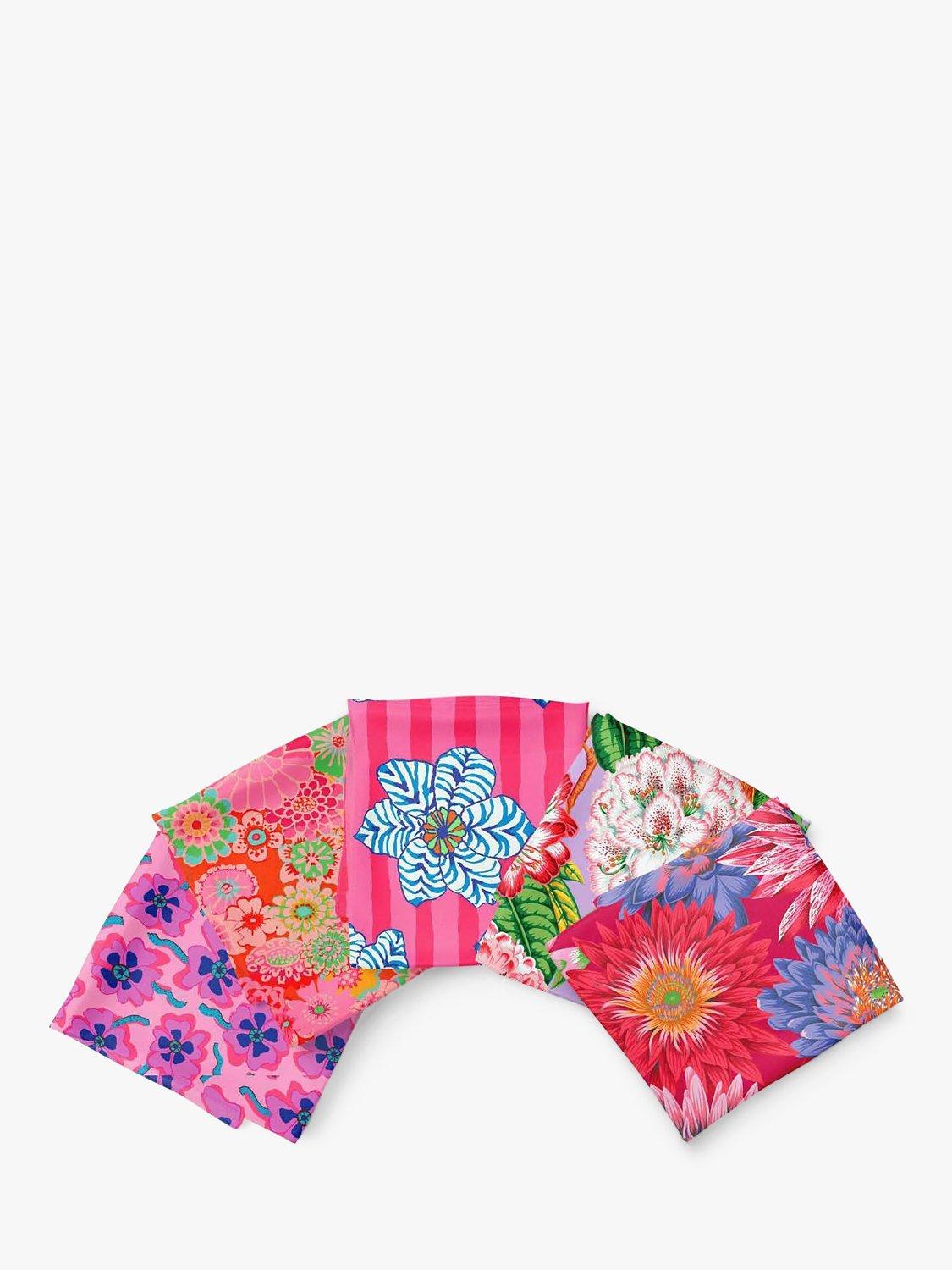 FreeSpirit Floral Extravaganza Fat Quarter Fabrics, Pack of 5, Pink