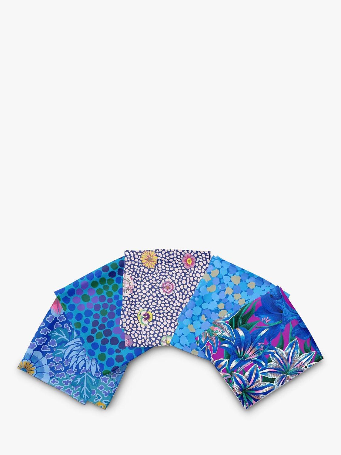 FreeSpirit True Blue Fat Quarter Fabrics, Pack of 5, Blue