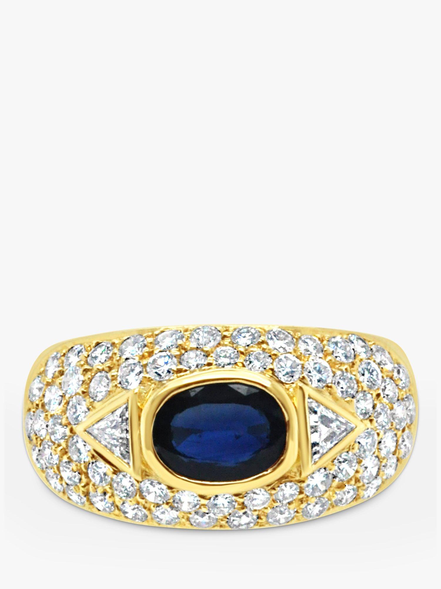 Product image 2 of 5, which shows Milton & Humble Jewellery Pre-Loved 18ct Gold Diamond and Sapphire Domed Band Ring, Dated Edinburgh 2017