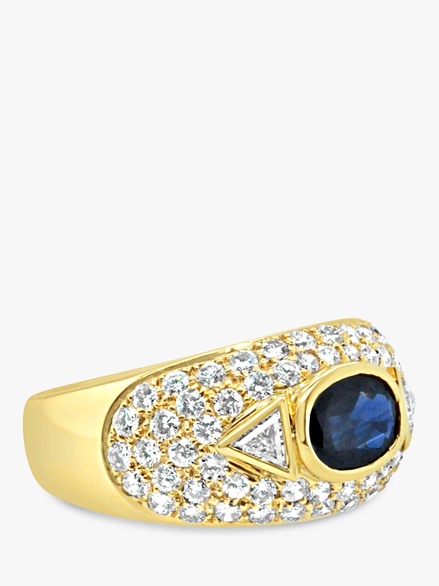 Product image 3 of 5, which shows Milton & Humble Jewellery Pre-Loved 18ct Gold Diamond and Sapphire Domed Band Ring, Dated Edinburgh 2017