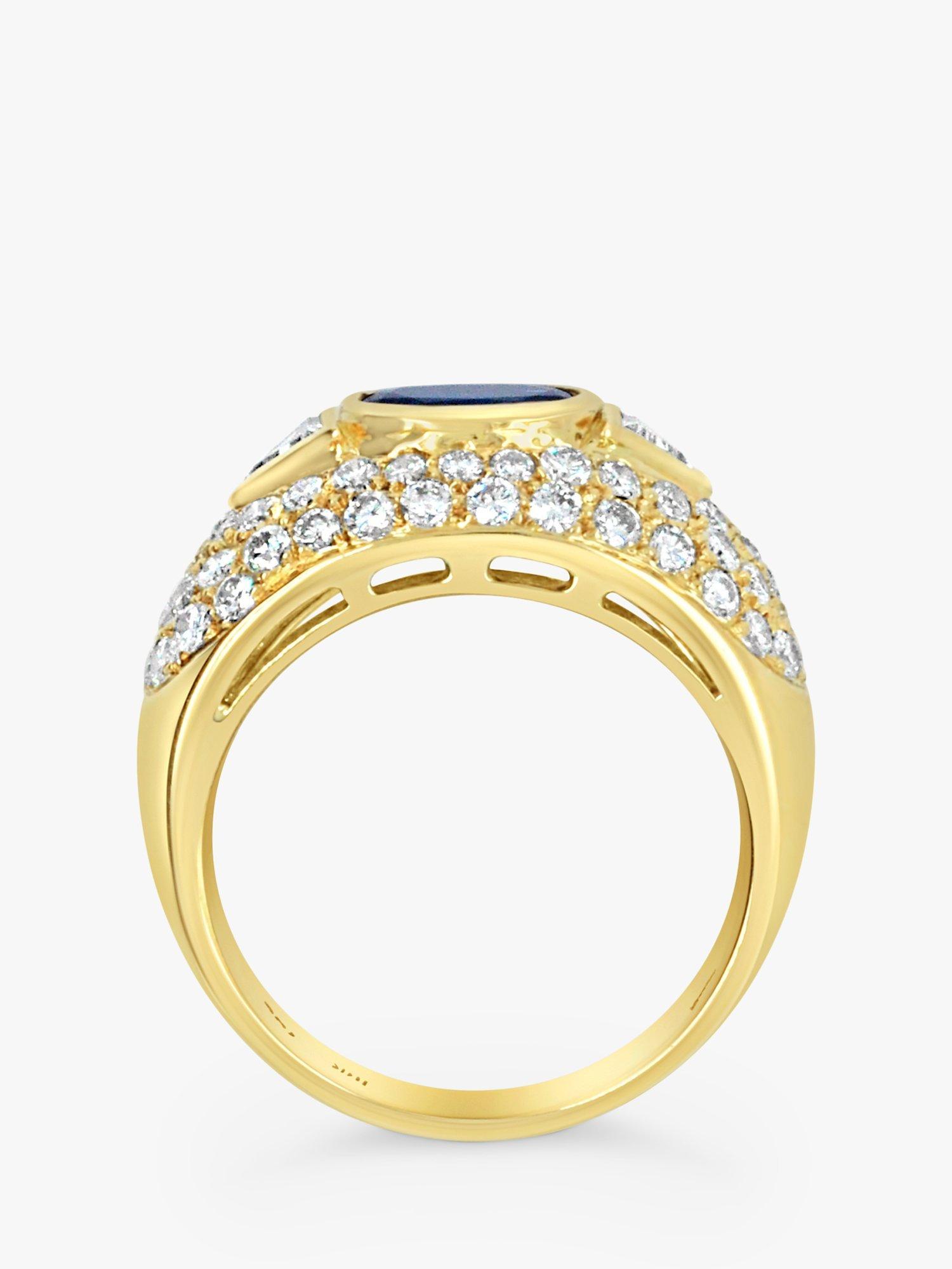 Product image 4 of 5, which shows Milton & Humble Jewellery Pre-Loved 18ct Gold Diamond and Sapphire Domed Band Ring, Dated Edinburgh 2017