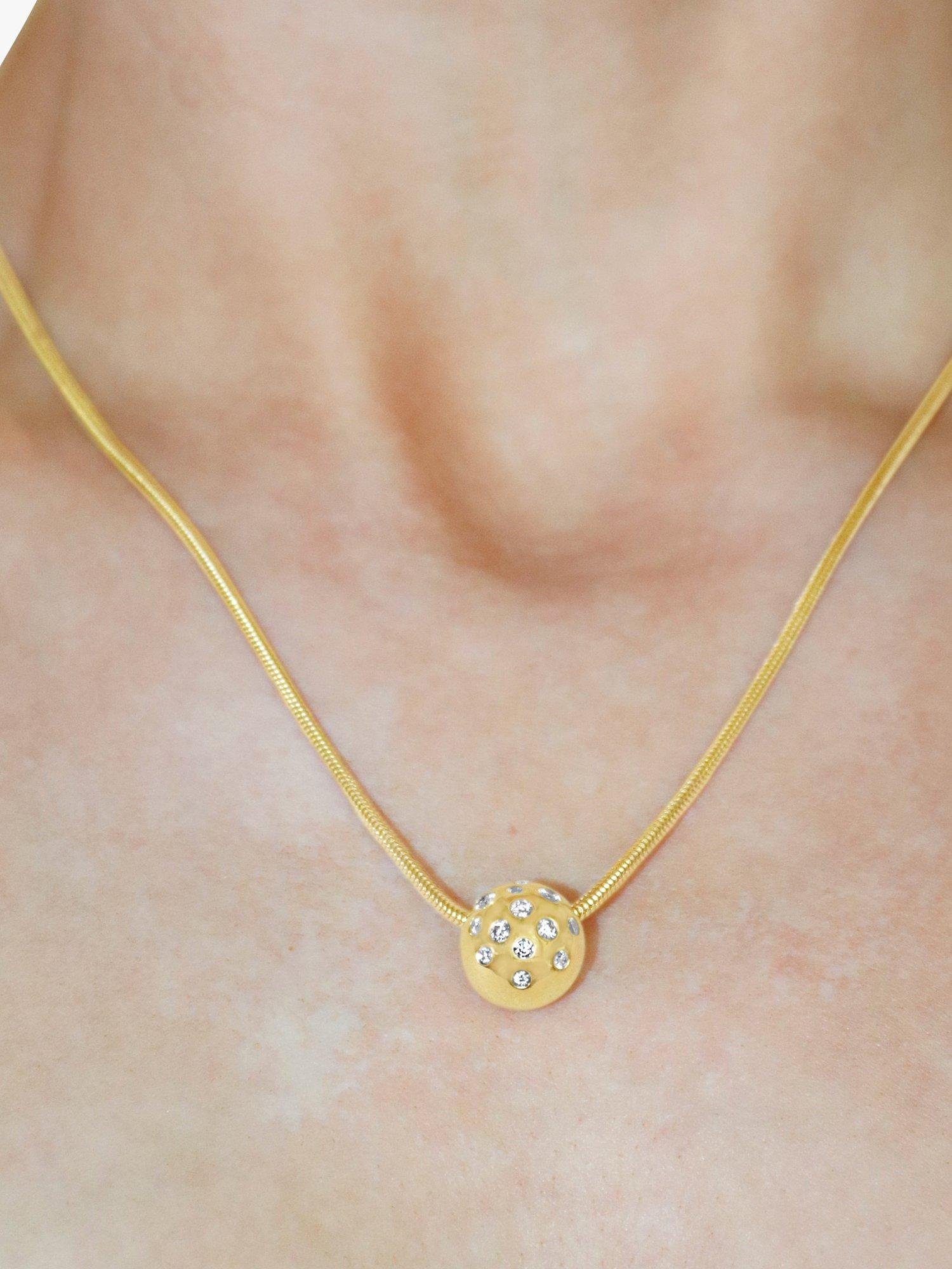 Product image 3 of 3, which shows Milton & Humble Jewellery Pre-Loved 18ct Gold Diamond Sphere Pendant Necklace, Dated Edinburgh 2022