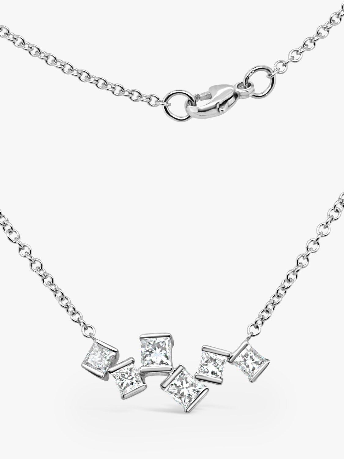 Product image 2 of 3, which shows Milton & Humble Jewellery Pre-Loved 18ct White Gold Princess Cut Diamond Chain Necklace